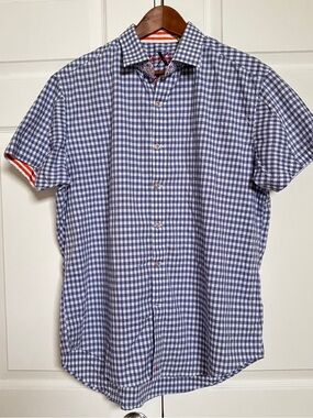 Robert Graham Large Blue Check Cotton Shirt
